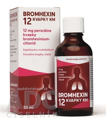 BROMHEXIN 12 KVAPKY KM gtt por (liek.skl.hnedá+kvapkadlo) 1x50 ml