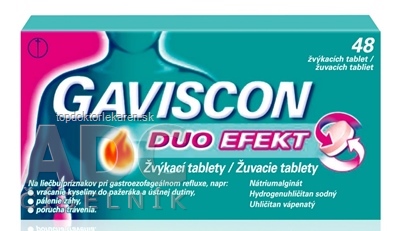 GAVISCON DUO EFEKT žuvacie tablety tbl mnd (blis.) 1x48 ks