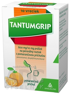 TANTUMGRIP s pomarančovou príchuťou plo por 600 mg/10 mg, vrecká 1x10 ks