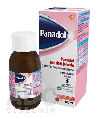 PANADOL PRE DETI JAHODA 24 mg/ml sus por (fľ.skl. hnedá+8 ml aplikátor-povolenie uvádzať na trh končí dňa 28.02.2023) 1x100 ml