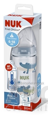NUK FC+ Fľaša s kontrolou teploty 300 ml, silikónový cumlík flow control (6-18 mesiacov) 1x1 ks