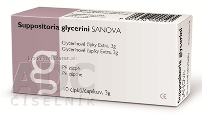 SUPPOSITORIA GLYCERINI SANOVA Extra 3g glycerínové čípky 1x10 ks